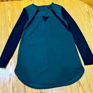 Tobi Green and Black Dress, very unique with see through sections and sleeves!